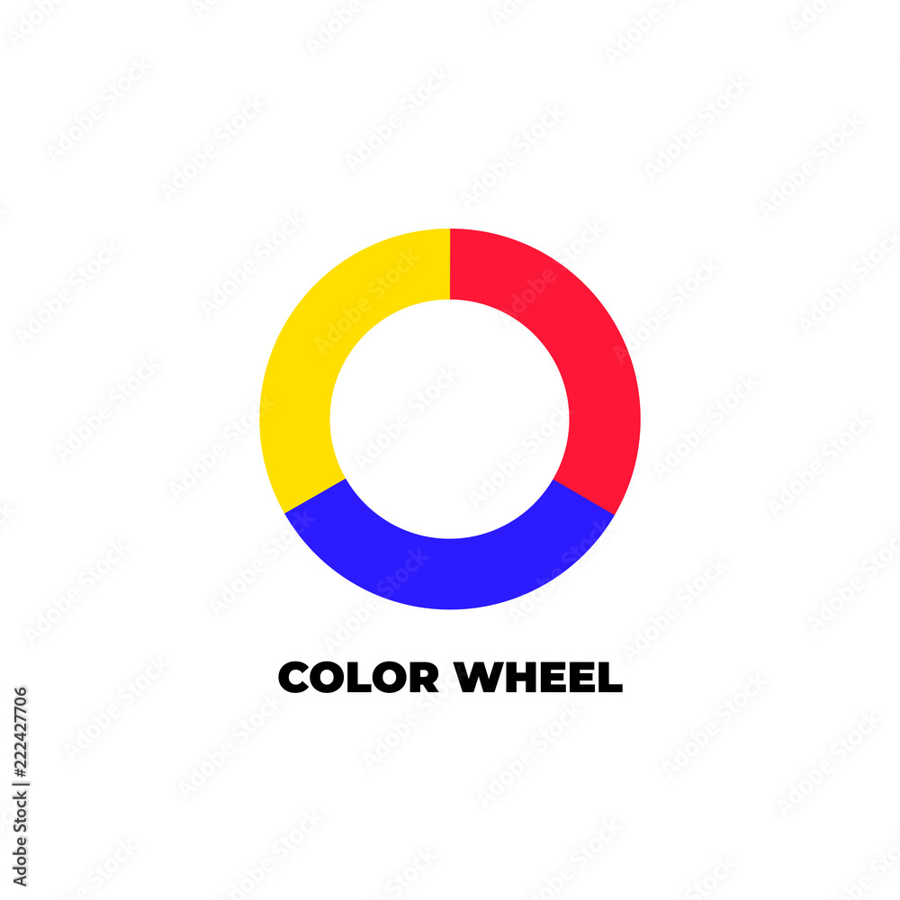 Simple color wheel icon isolated on white background. Circular logo with golor transitions.