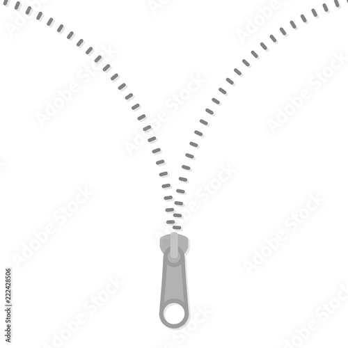 Icon zipper. Zippered unlock. Open zipper. Fastener. Unzip. Vector illustration