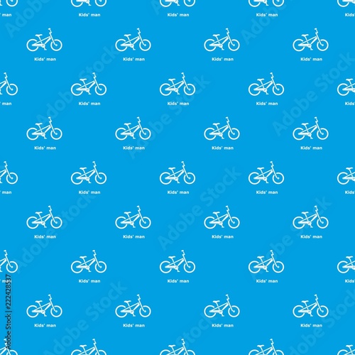 Kids man bike pattern vector seamless blue repeat for any use