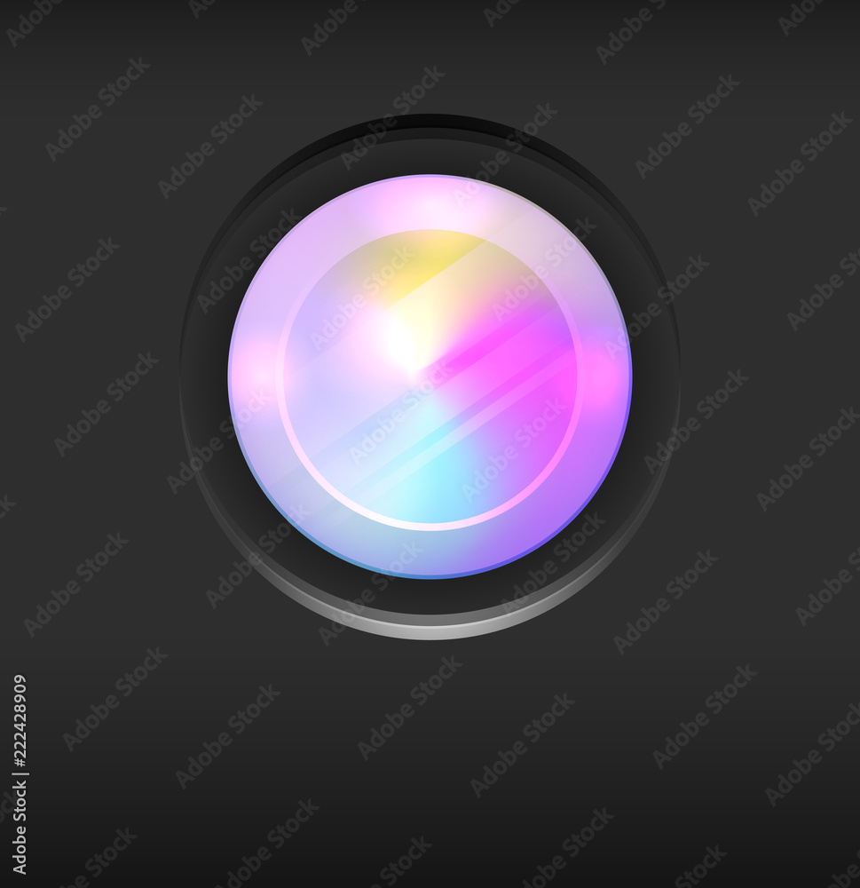 Illustration of a camera lens with rainbow divorces on dark background. Vector element for articles, banners and your creativity Illustration of a camera lens with rainbow divorces on dark background. Vector element for articles, banners and your creativity