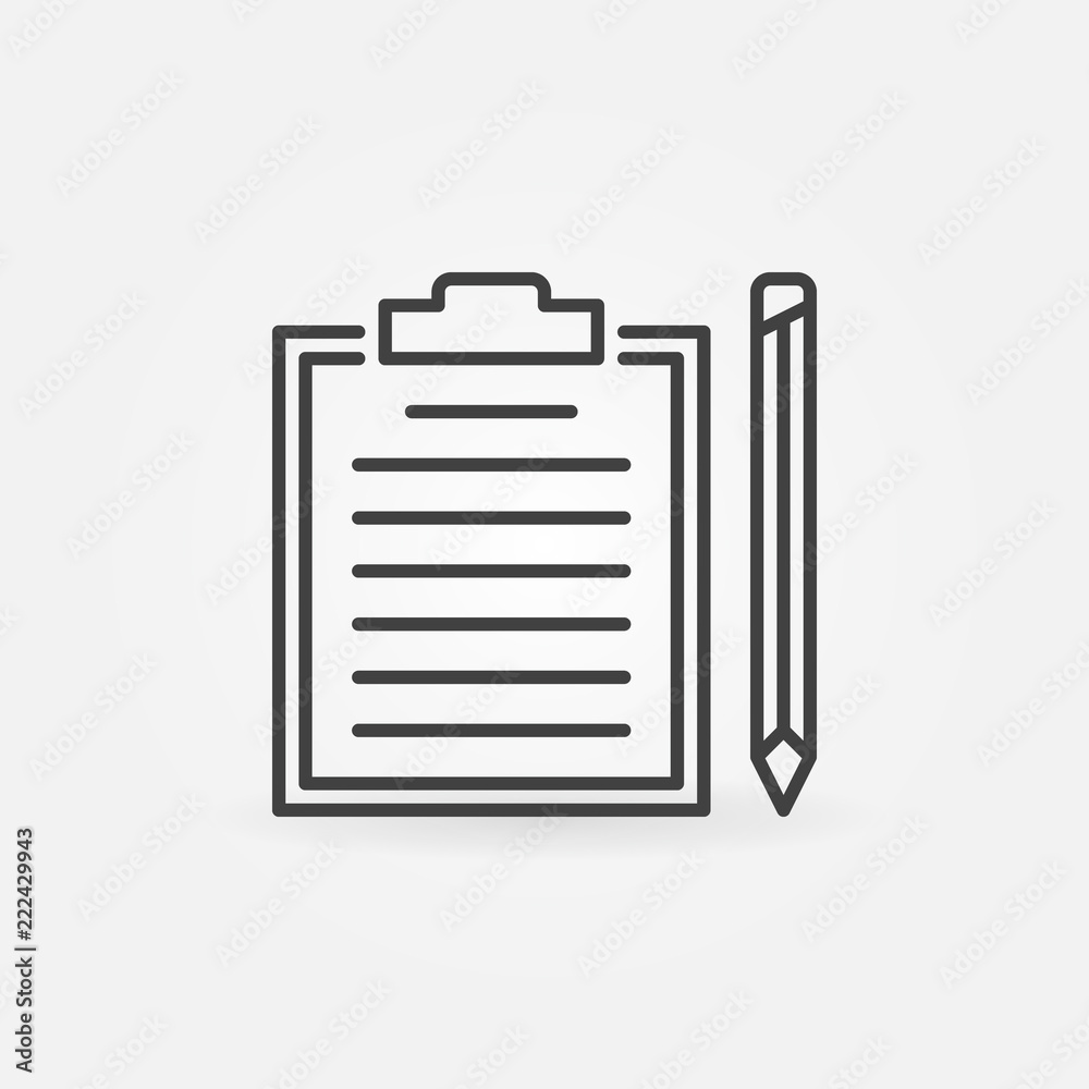 Clipboard with pencil outline vector icon Clipboard with pencil outline vector icon