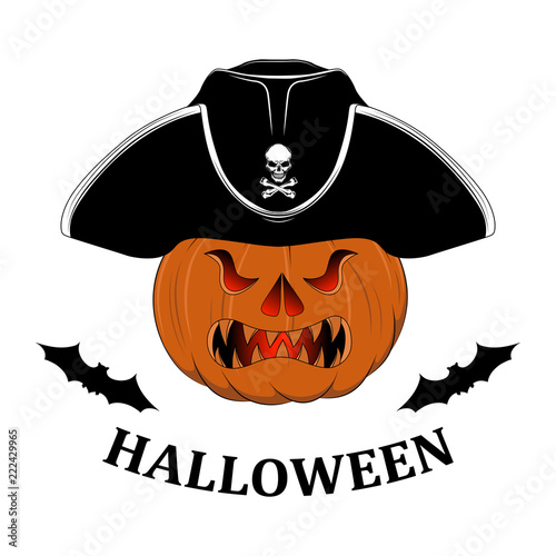 Pumpkin pirate with bats.