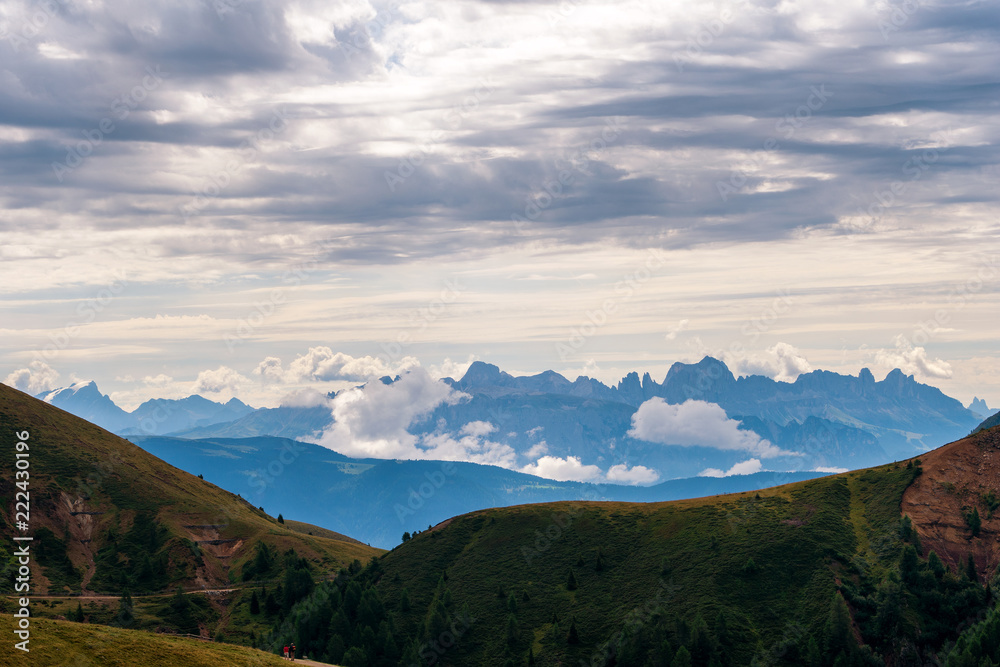 Highlands panoramic view over mountains, South Tyrol.