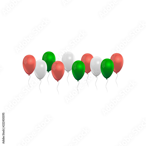 Balloons set in red green and white  grey colors