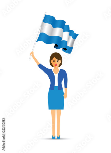 woman waving an Argentina flag photo