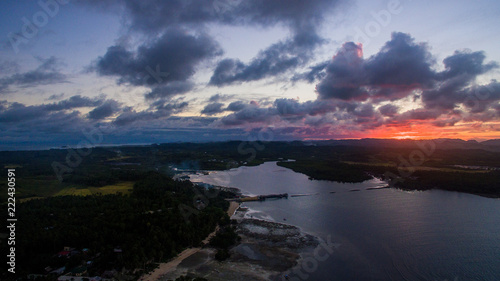 sunset over siargao philippines clouds water aerial view