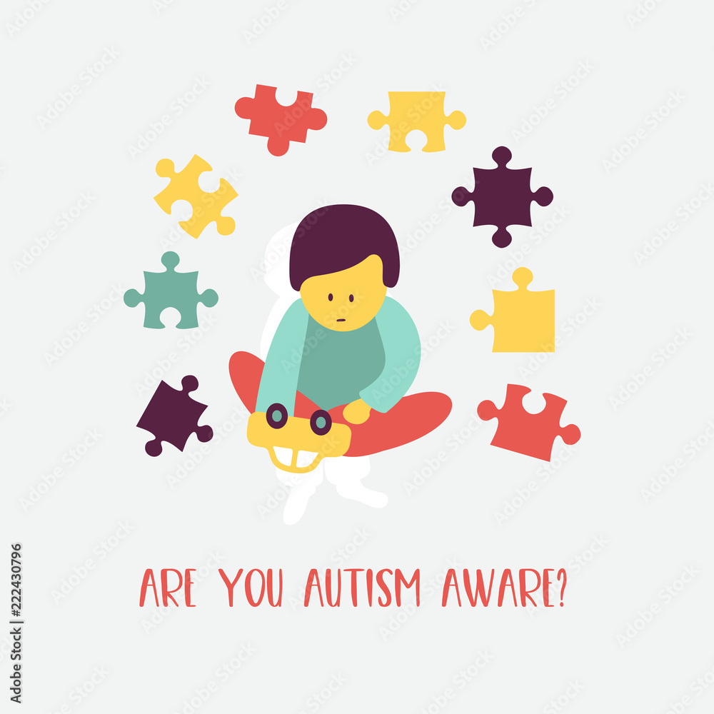 Fototapeta premium Autism. The emblem of the syndrome of autism in children. Children of rain. Vector illustration.