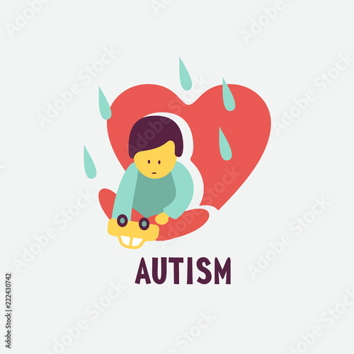Autism. The emblem of the syndrome of autism in children. Children of rain. Vector illustration.