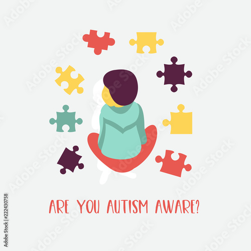 Autism. The emblem of the syndrome of autism in children. Children of rain. Vector illustration.