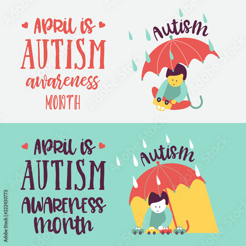 Autism. The emblem of the syndrome of autism in children. Children of rain. Vector illustration.