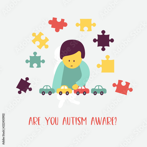 Autism. The emblem of the syndrome of autism in children. Children of rain. Vector illustration.