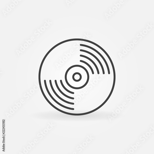 Vinyl record vector icon in thin line style