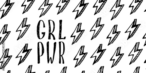 Girl power, feminism quotes. Doodle vector illustrations
