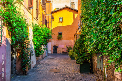 Old street in Trastevere  Rome  Italy.