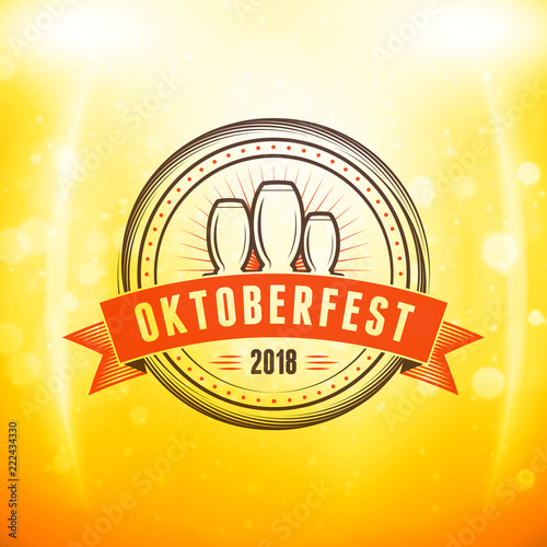 Beer festival Oktoberfest celebrations. Vintage greeting card or poster template. Vector illustration