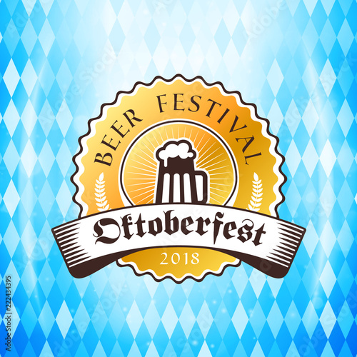 Beer festival Oktoberfest celebrations. Vintage greeting card or poster template. Vector illustration