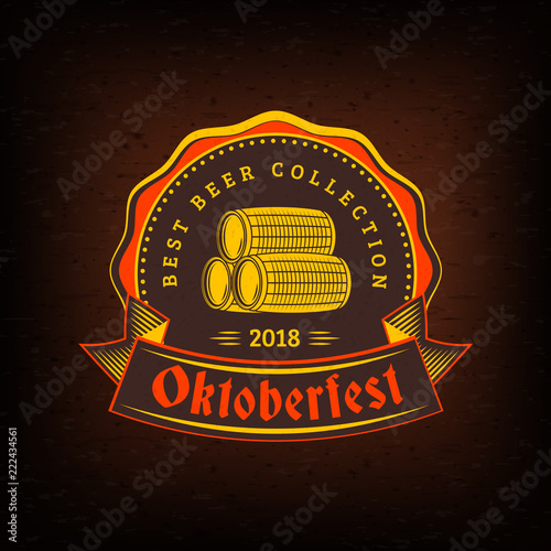 Beer festival Oktoberfest celebrations. Vintage greeting card or poster template. Vector illustration