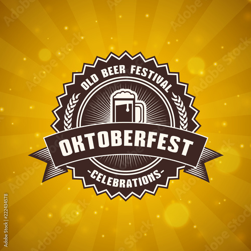 Beer festival Oktoberfest celebrations. Vintage greeting card or poster template. Vector illustration