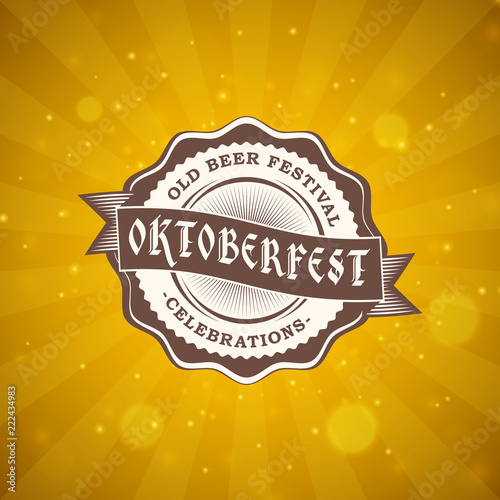 Beer festival Oktoberfest celebrations. Vintage greeting card or poster template. Vector illustration
