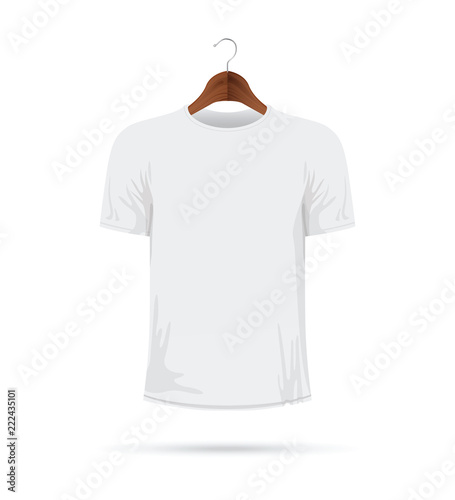 white t-shirt on a coat hanger