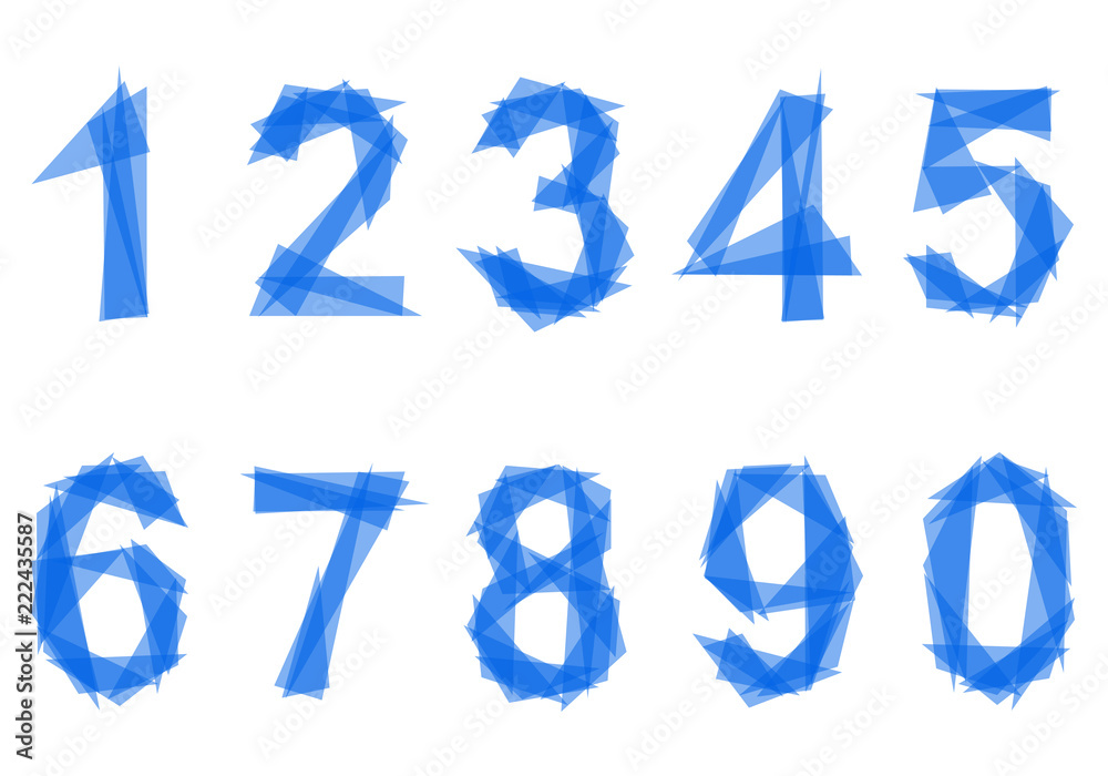 Numbers made of triangles. The numbers from 0 to 9 low poly. Vector illustration. Numbers made of triangles. The numbers from 0 to 9 low poly. Vector illustration.