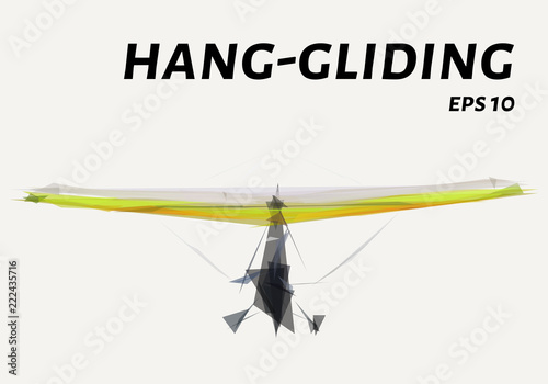 Hang-gliding of triangles. Low poly Hang-gliding. Vector illustration.