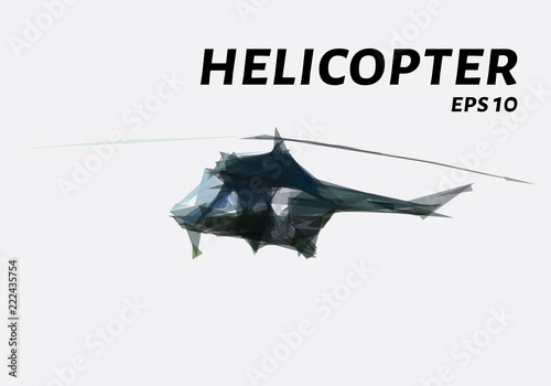 The helicopter is made of triangles. Low poly helicopter. Vector illustration.
