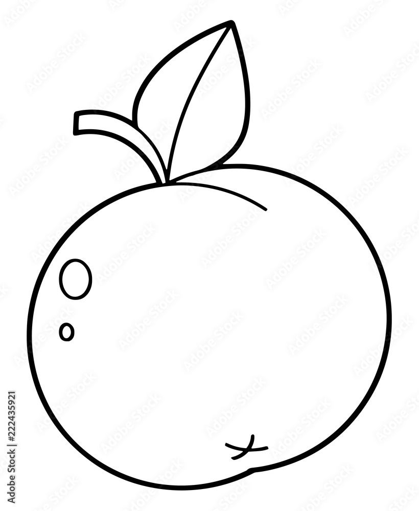 cartoon scene with apple or plum on white background - vector coloring page - illustration for children cartoon scene with apple or plum on white background - vector coloring page - illustration for children