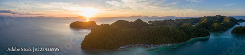little planet tiny home island in pacific ocean live life abonded siargao sunset sundowner aerial drone panorama