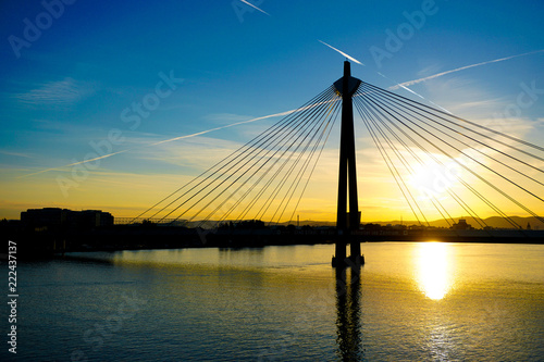 Photography Wonderful sunset with Donaustadt bridge in Wien, Austria