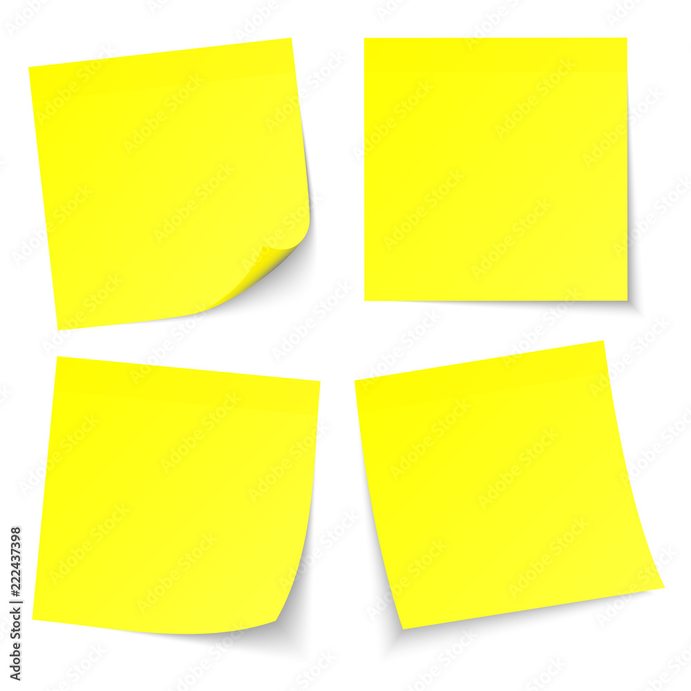 4 Yellow Sticknotes Neon