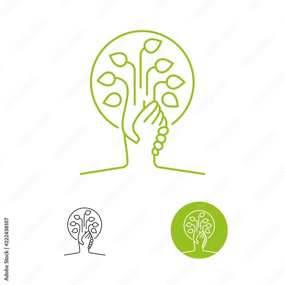 Help nature vector icon, earth and tree handshake Stock Vector | Adobe ...