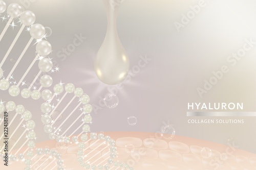 White Collagen Serum drop, cosmetic advertising background ready to use, luxury skin care ad, vector illustration.	