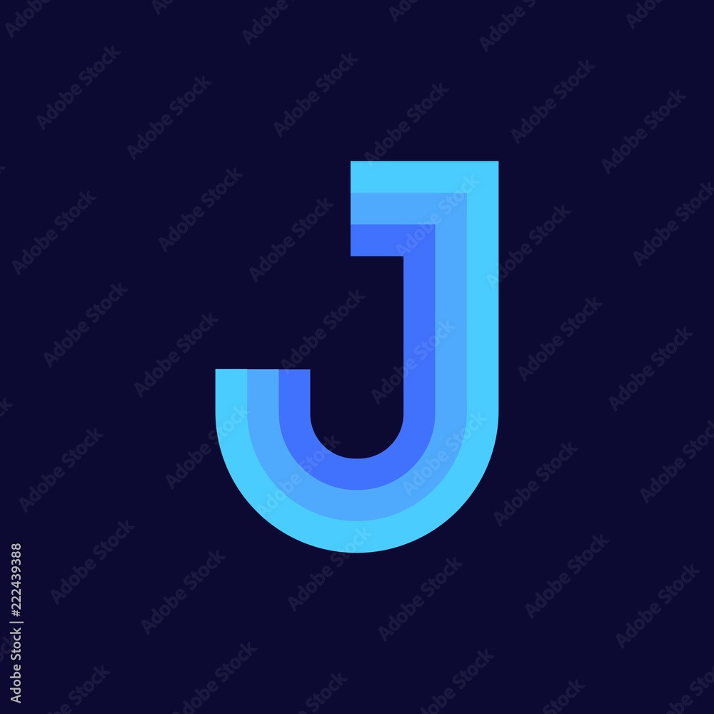 Vector Logo Letter J Blue Glowing Vector Logo Letter J Blue Glowing