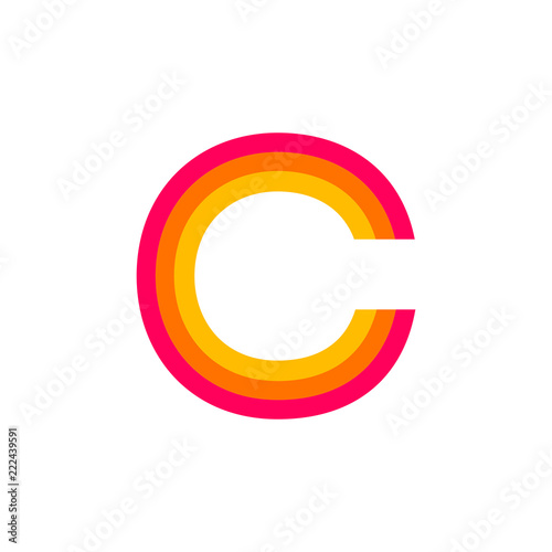 Vector Logo Letter C Red Glowing