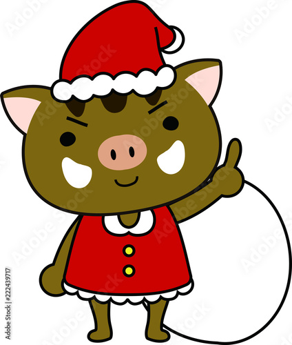 Cute Boar's Santa Claus emotional expression set