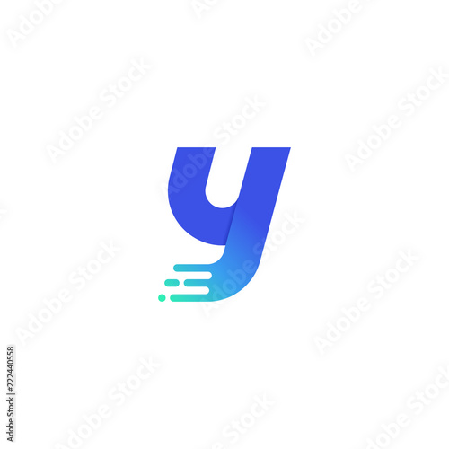 Vector Logo Letter Y Modern Blue Green Gradient on Bottom Left Side