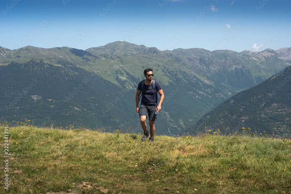 man practicing hiking