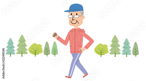 高齢者 男性 ウオーキング Stock イラスト Adobe Stock