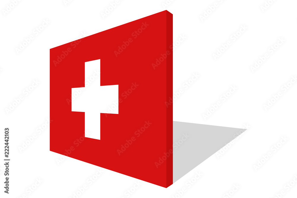 National switzerland flag in 3d  cross on red background.  Stock Vector | Adobe Stock