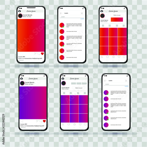 Realistic design photo frame, smartphone vector