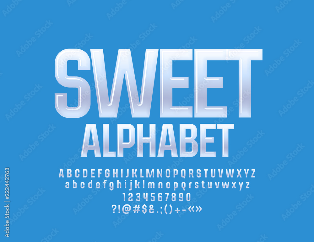Vector Sweet White Font. Glossy Letters, Number, Symbols. Vector Sweet White Font. Glossy Letters, Number, Symbols.