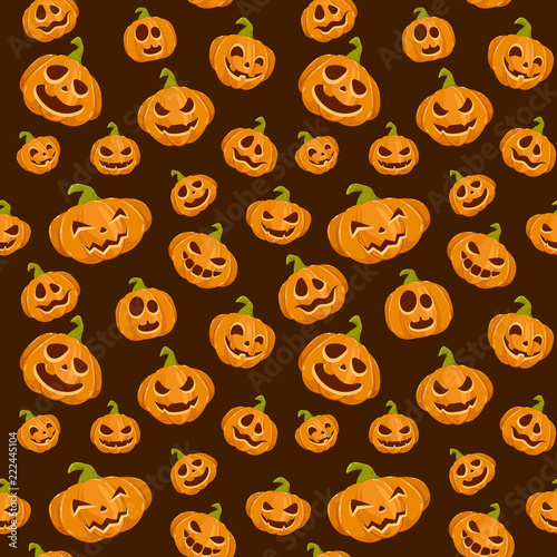 Seamless background with smiling Pumpkins for Halloween