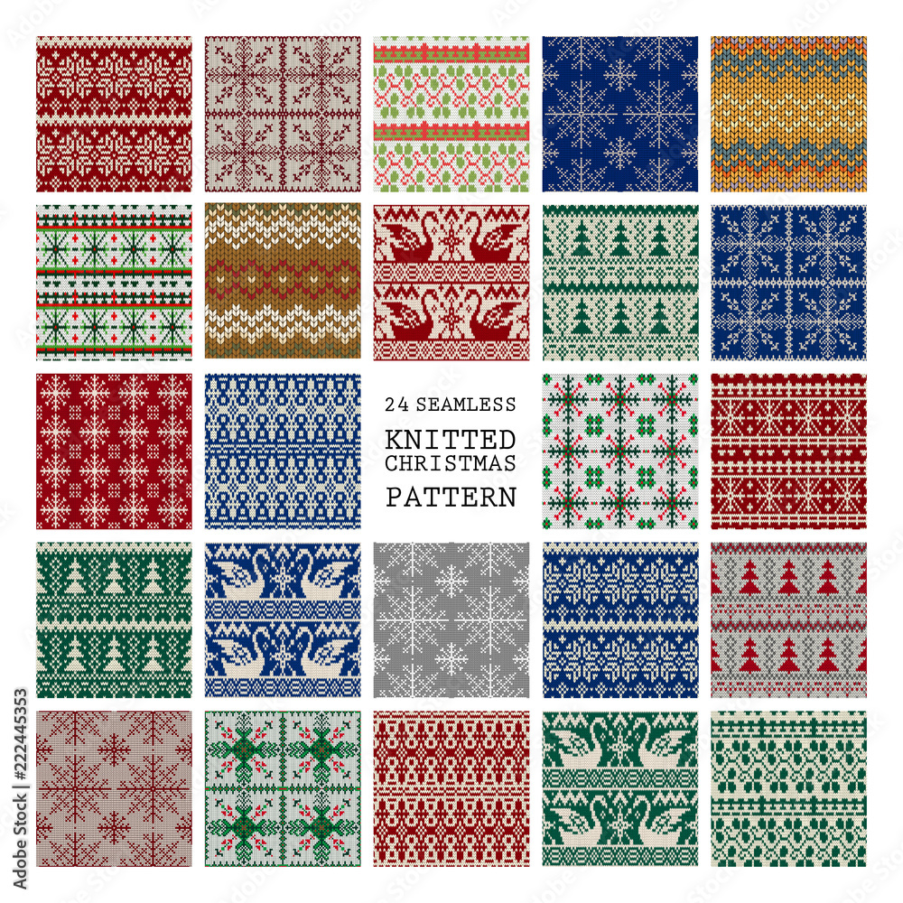 Set of winter seamless backgrounds