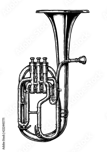 Vintage illustration of Tenor horn