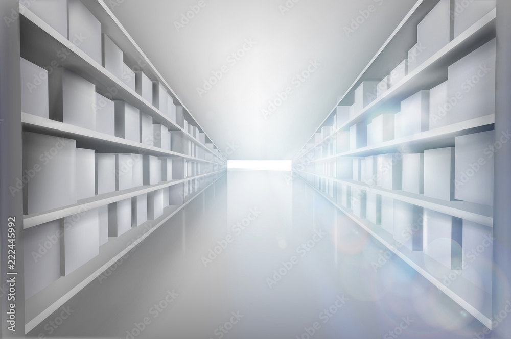 Shelves in the warehouse. Vector illustration.