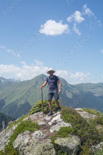 man practicing hiking