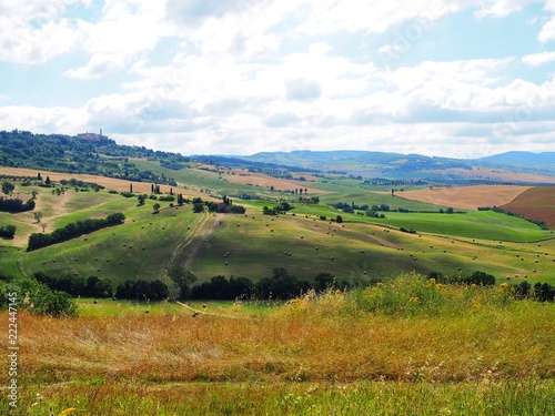 Tuscan landscape, where endless fields of different colors grow