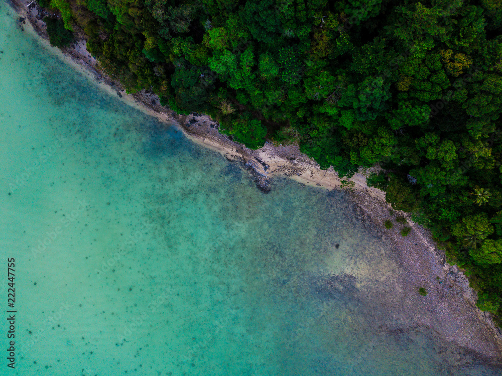 One of the beautiful beaches in Koh Phi Phi, Thailand seen from above on a drone photography One of the beautiful beaches in Koh Phi Phi, Thailand seen from above on a drone photography
