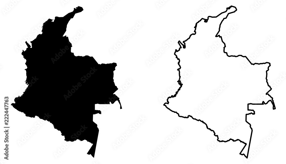 Fotografie, Obraz Simple (only sharp corners) map of Colombia vector drawing